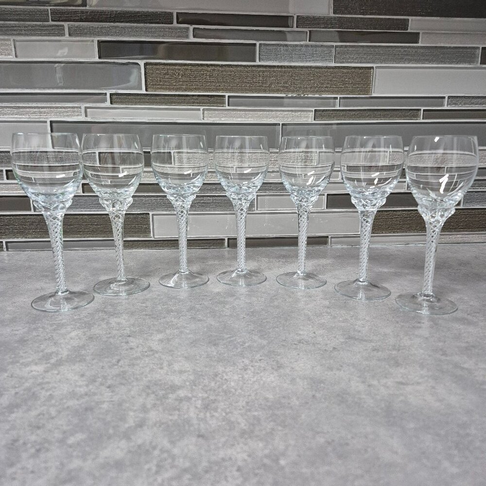 6 Bohemia Crystal by Crystalex Suzanne Air Twist Stem Cordial Wine Liquor Glass.